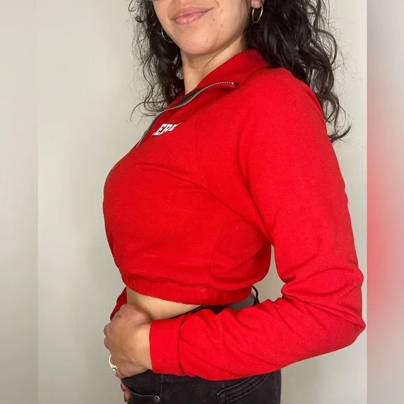 Fashion Nova Red Rebel Cropped Top Sweater - Picture 4 of 6